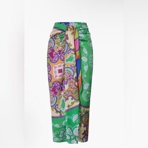 MICAS- Paisley Print Ruched Midi Skirt